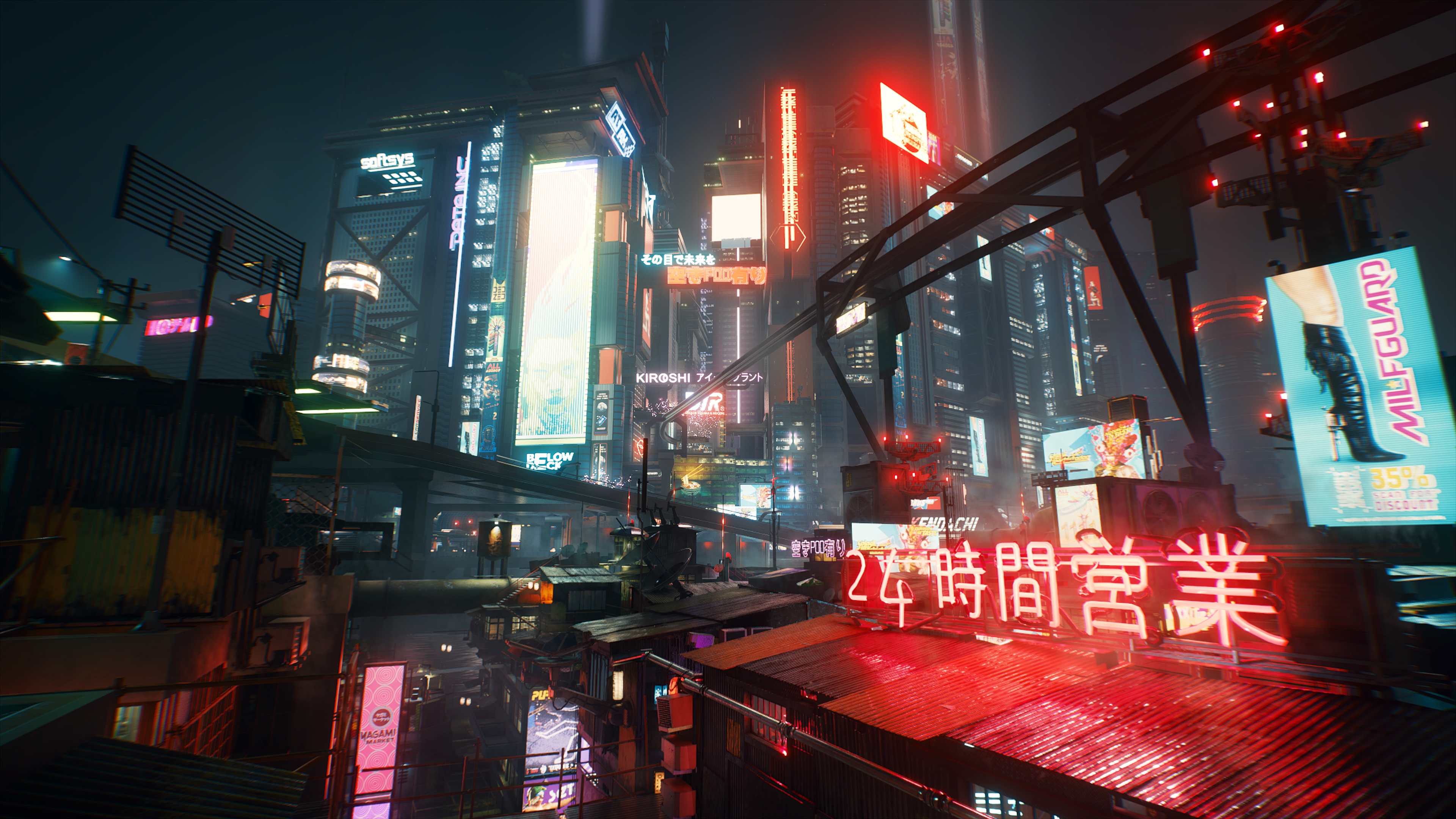 Samurai overlooking a neon-lit cyberpunk city