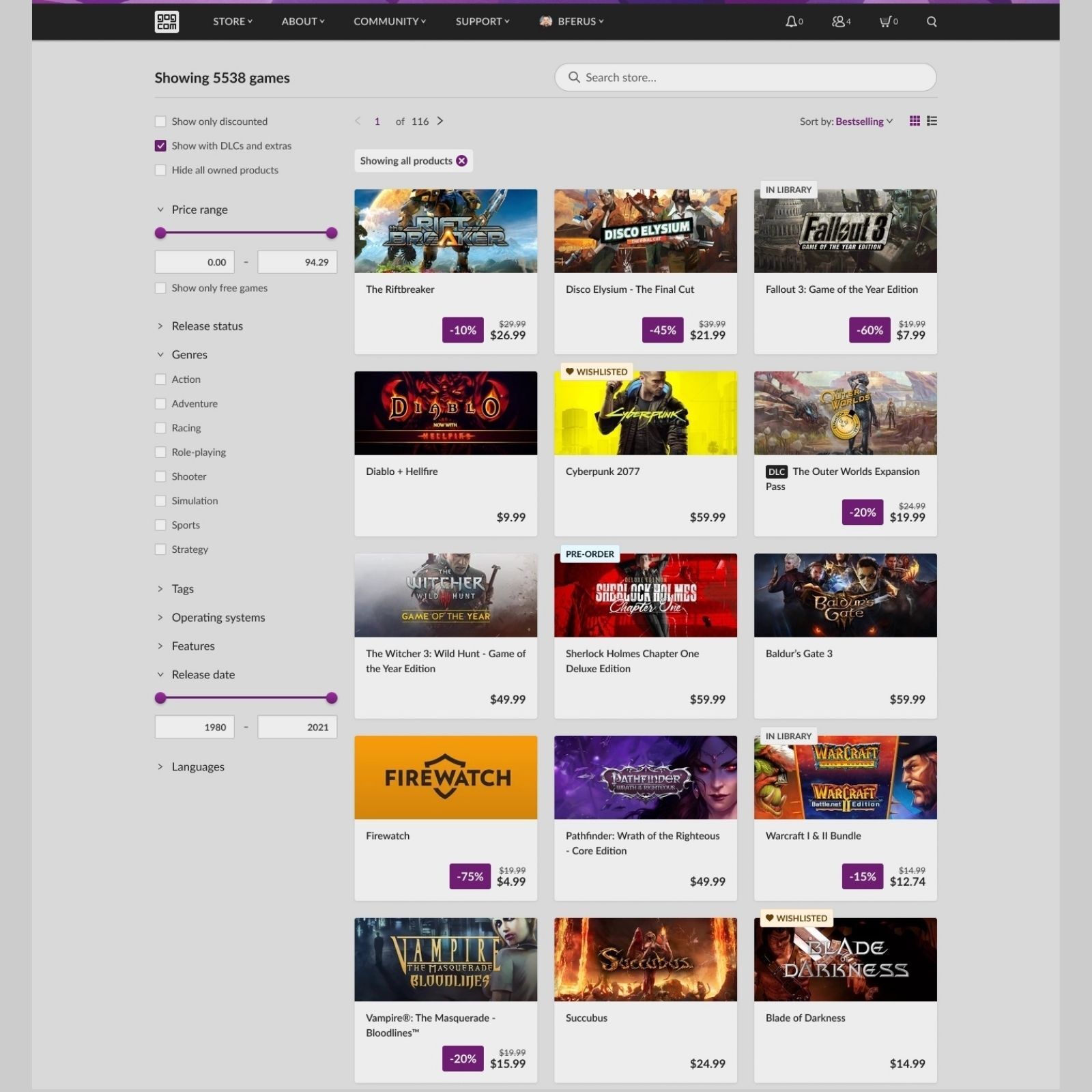 Introducing new ways to browse and filter game catalog - GOG.com